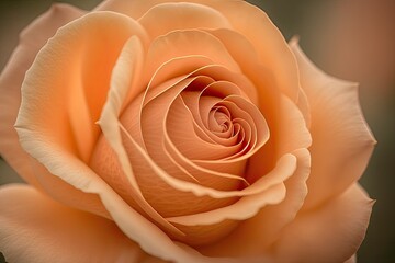 close-up view of a peach-colored rose in bloom Generative AI