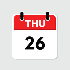 26 thursday icon with white background