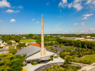 Fototapeta premium Aerial photo St Clements Catholic Church Wilton Manors FL