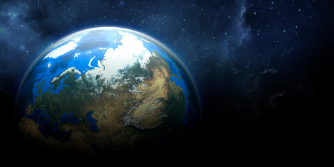 Obraz na płótnie Canvas Earth planet in the outer space collage. Abstract wallpaper. Blue marble. Our home. 3d render