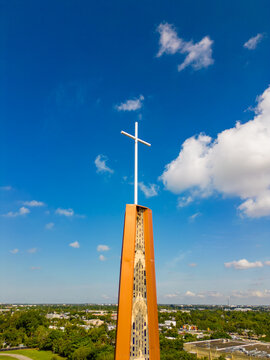 Photo of a cross on blue sky
