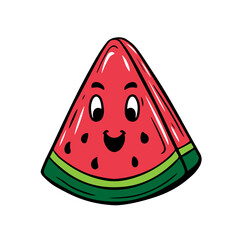 Cute Watermelon Icon Flat Design Vector Illustration