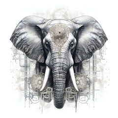 portrait of a elephant animal Emblem created by Generative AI tech.