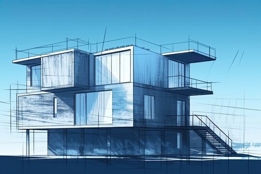 beachfront house with a scenic view of the ocean Generative AI