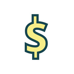 dollar sign on white background