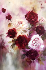 Red, pink and white roses