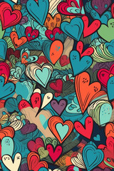 Colourful hearts pattern