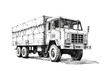 big rig truck on a blank background Generative AI