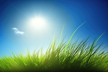 Fototapeta na wymiar sunny day in a green field with blue sky Generative AI