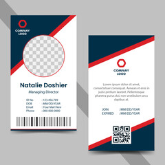 Simple vector office ID card design template. Creative Corporate Business identity card for employees with four color variations.