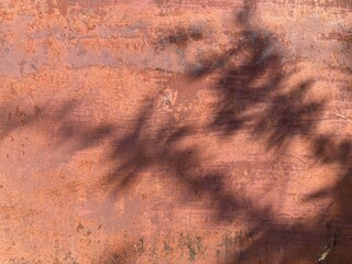 Rustic metal and branches of the tree shadow.