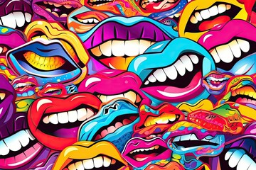 colorful collage of lips Generative AI