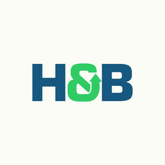 Obraz premium Logo design graphic concept creative abstract premium free vector stock letter H and B with up arrow point progress. Related symbol business increase