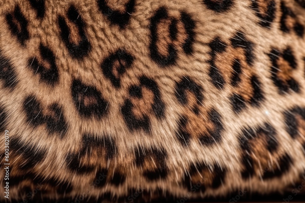 Poster the patterned skin of a leopard in close-up generative ai