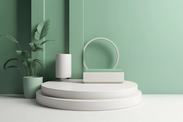 minimal scene, minimal background, minimal background green, minimal background white, minimal scene backdrop with clean design, green and white scene, AI generator, promotion, minimal scene