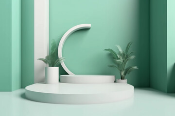 minimal scene, minimal background, minimal background green, minimal background white, minimal scene backdrop with clean design, green and white scene, AI generator, promotion, minimal scene