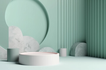 minimal scene, minimal background, minimal background green, minimal background white, minimal scene backdrop with clean design, green and white scene, AI generator, promotion, minimal scene