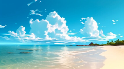 Fototapeta na wymiar Landscape image of summer beach side sunny day for background. template web site design. Generative Ai