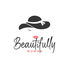 The logo illustrates a beautiful woman wearing a hat. It is suitable for beauty, fashion logos