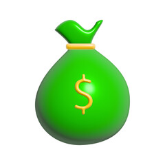 green color money sack illustration design in 3d style.