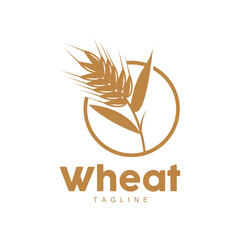 Obraz premium Rice Logo, Farm Wheat Logo Design, Vector Wheat Rice Icon Template Illustration