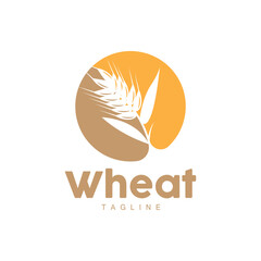 Rice Logo, Farm Wheat Logo Design, Vector Wheat Rice Icon Template Illustration