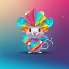 origami style a cute baby mouse anthropomorphic, Generative AI.