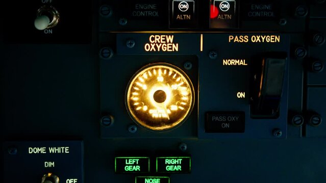 A detailed shot of the control and navigation panel in the cockpit of a Flight Simulator passenger plane