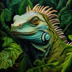Fototapeta premium green iguana in the zoo