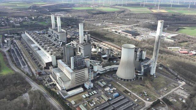 Bulky brown coal mines in Germany, heavy industry.