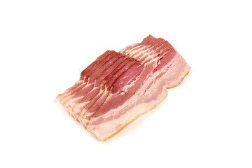 Italian prosciutto crudo or spanish jamon. Jerked meat, isolated on white background.