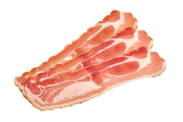 Italian prosciutto, jerked meat slices, isolated on white background.