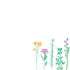 水彩画。水彩タッチのカラフルな植物ベクターイラスト。ナチュラルスタイル花びら。Watercolor painting. Colorful plant vector illustration with watercolor touch. Natural style petals.