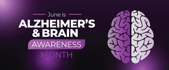 Alzheimer's and Brain Awareness Month. June. Vector banner. Eps10