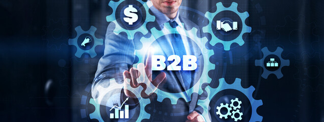 B2B. Business To Business Marketing Company Industry. Gears icon