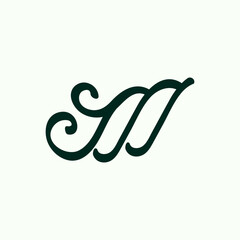 Fototapeta premium stylist Letter M nature logo illustration design 