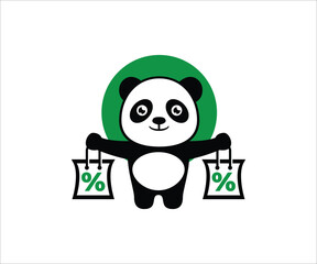 panda who is carrying a discount shopping bag