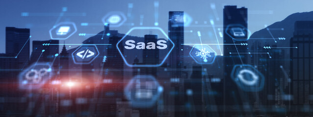 Obraz premium SaaS, Software as a Service. Networking Technology Internet concept