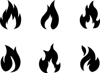 燃える炎のデザインアイコンのセット