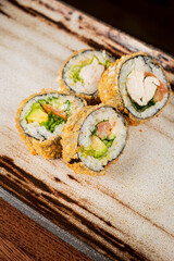 tasty sushi in the cafe