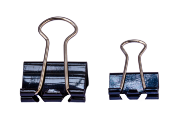 Two black metal paper clips