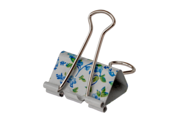 A metallic flower patterned paper clip