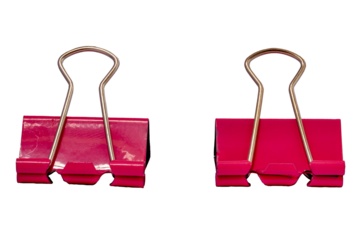 Two pink metallic paper clips