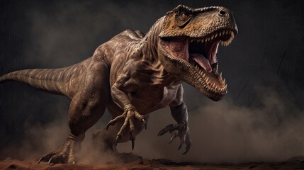 Full body portrait, award winning wildlife photography of an angry tyrannosaurus rex, tyrannosaurus rex 3d render, tyrannosaurus rex dinosaur, wallpaper, Generative AI