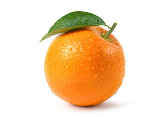 Fresh orange fruit with water droplets isolate on white background. Clipping path.