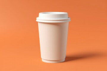 Blank mockup takeaway coffee cup with orange isolated background Generative AI
