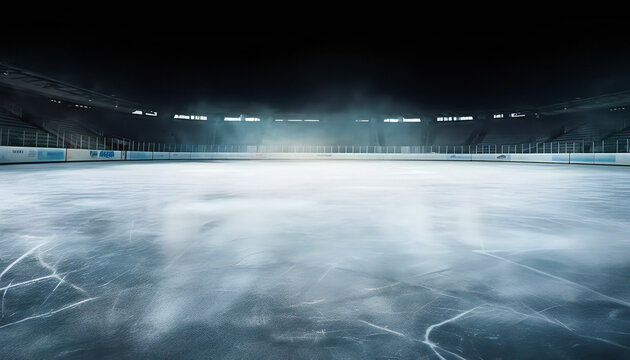 Hockey ice rink sport arena empty field - stadium. Generative ai