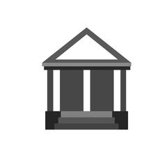 Bank cartoon icon on white background, vector illustration in flat design, Court.