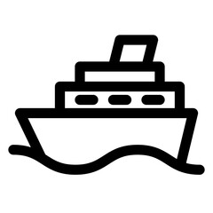 乗り物、船を表すラインスタイルのアイコン
