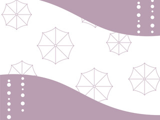 傘模様と雨の曲線背景